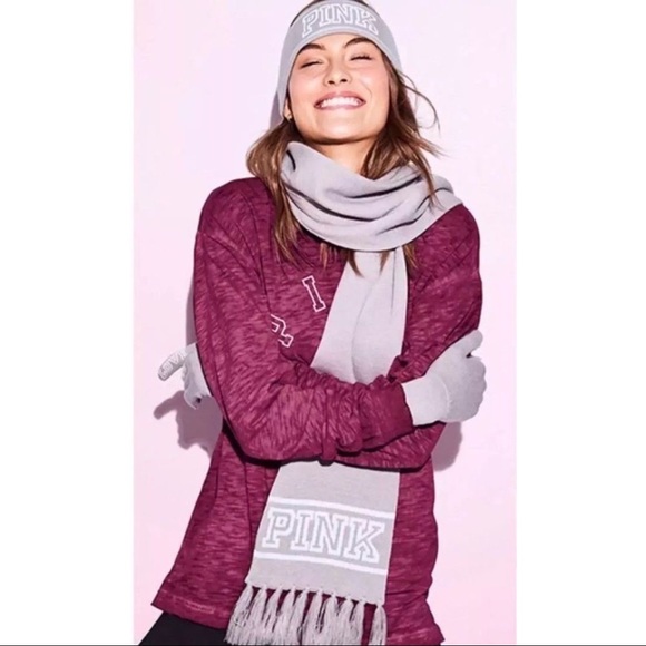 🤍🪲[ VS PINK ] Logo Fringe Scarf - Picture 7 of 7